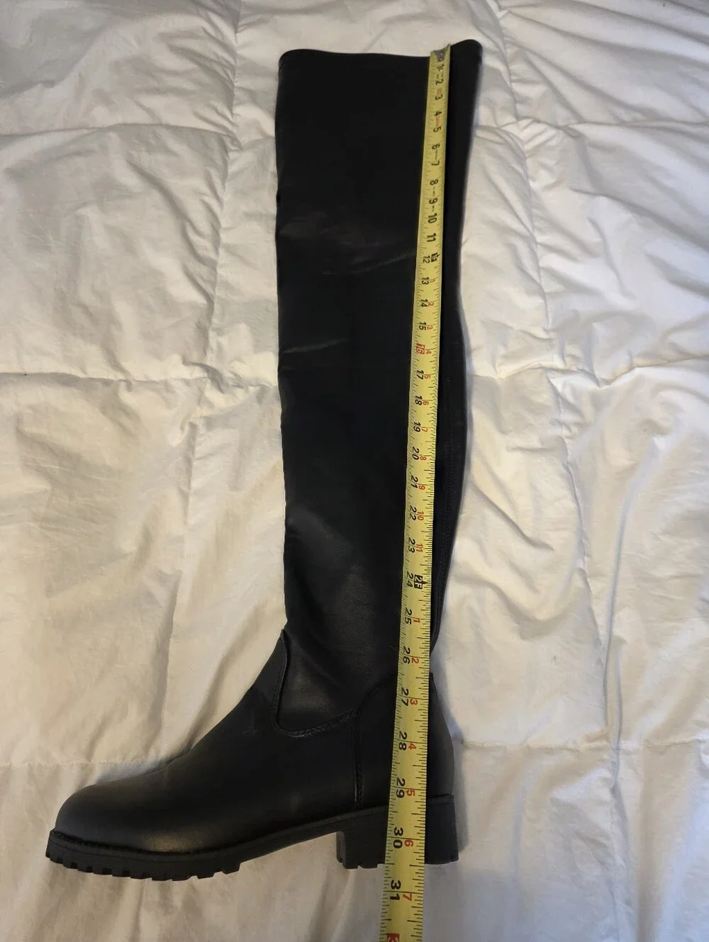 Like New Women's Black Thigh High Low Heel Boots
